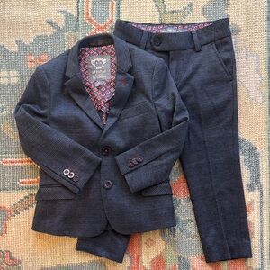 Appaman Boys Navy Plaid Blazer and Pants Set